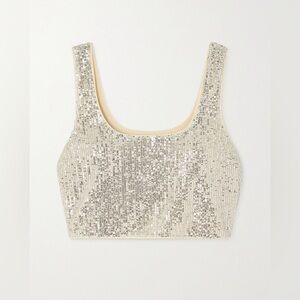 Self-Portrait Cropped Sequined Stretch Top (8)